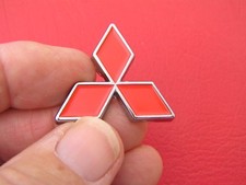 MITSUBISHI SMALL RED METAL DIAMOND 35mm BADGE 1 3/8" Emblem ~ Lancer