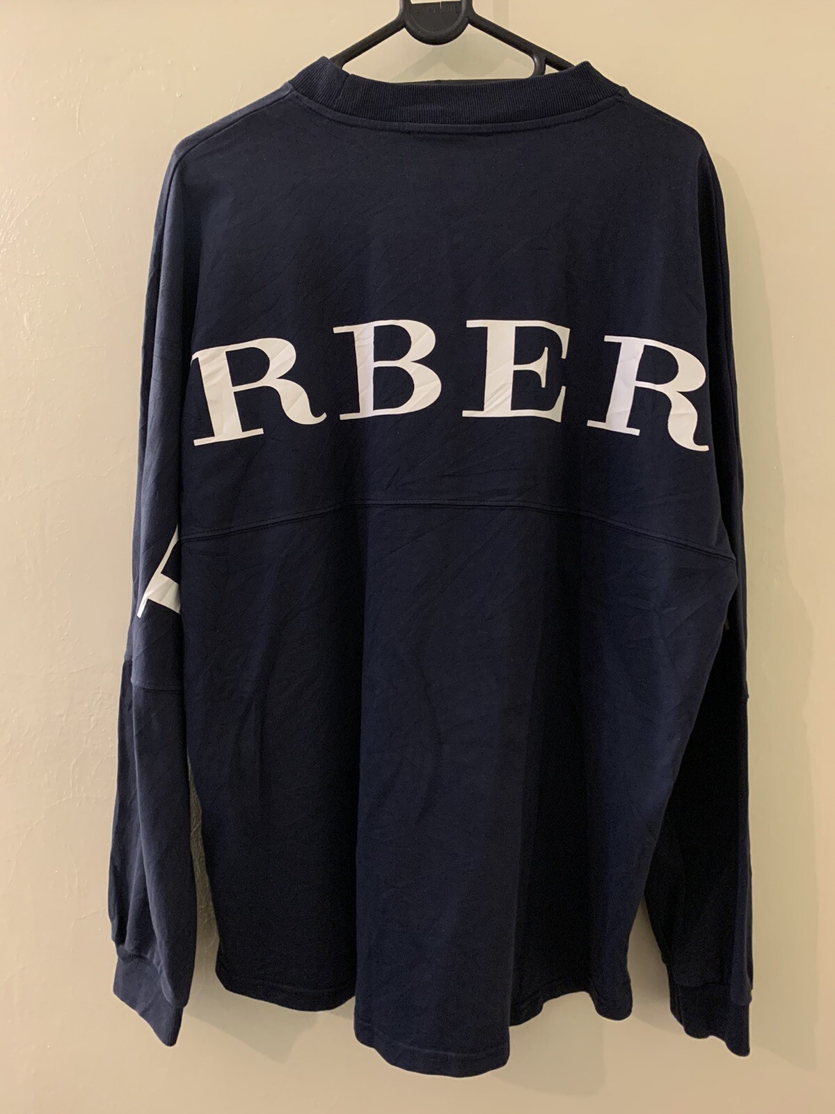 Burberry Spell Out Logo Navy Blue Crewneck Sweatshirt L | eBay