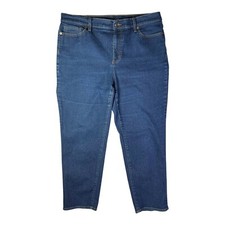 Lands' End Size 18 Recover High Rise Straight Leg Ankle Blue Jeans