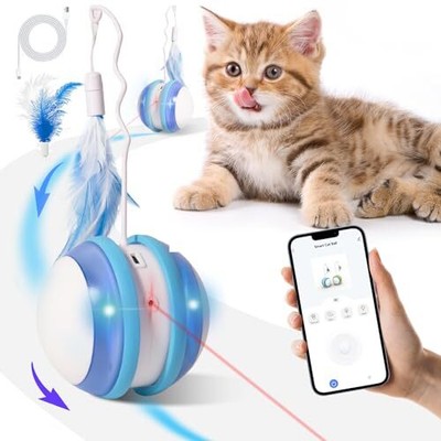 Interactive Cat Ball Toy APP Control Automatic Cat Toys with 3 Moving Modes S...