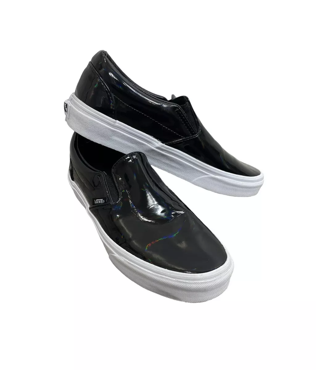 vans patent leather slip ons