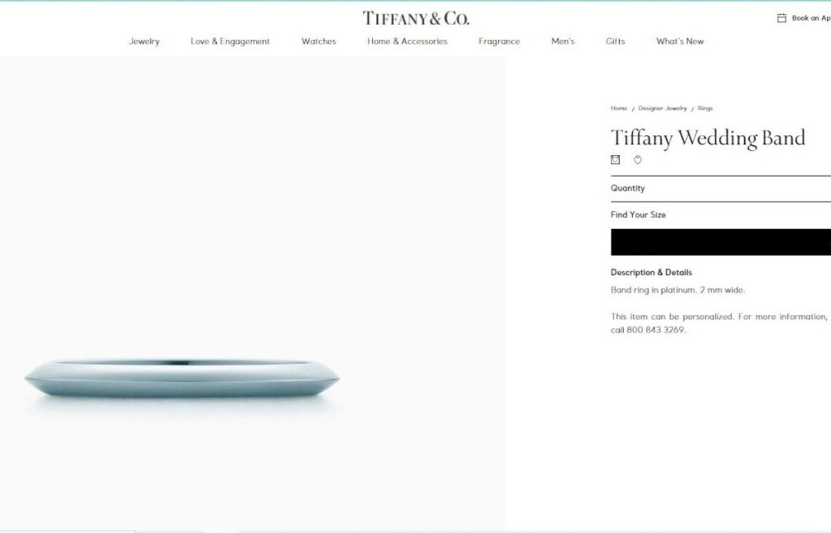 TIFFANY & Co. Platinum 2mm Knife Edge Wedding Band Ring 8.5 View 3