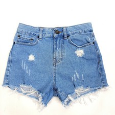 BDG Womens Denim Shorts 25 Blue Girlfriend High Rise Cut Off Distressed Jeans