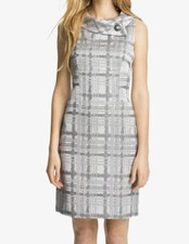 Tahari Arthur Levine Gray Silver Zip Back Sleeveless Dress 2P