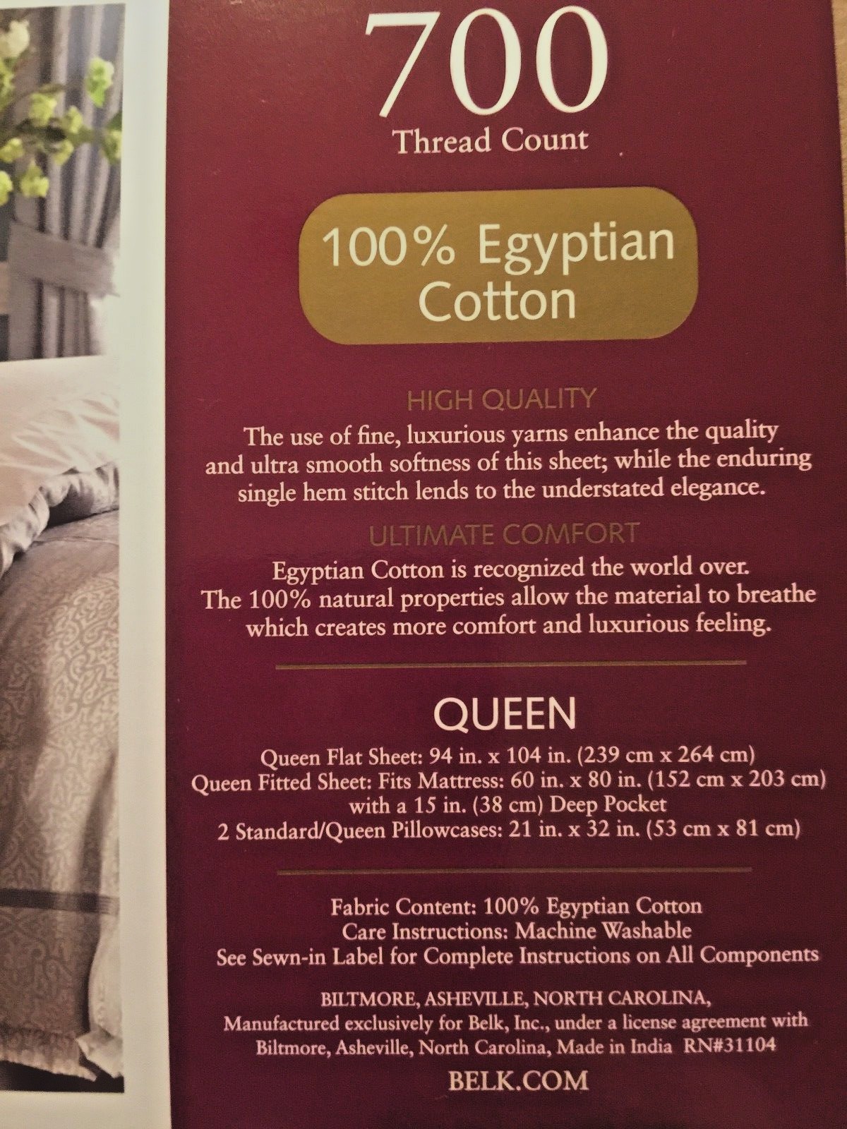 Biltmore 700 TC Egyptian Cotton Queen 4 