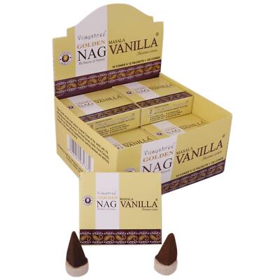 Vijayshree Golden Nag Vanilla Masala Cones Pack of 12X 10 Cone Each one Box