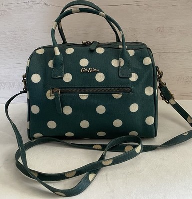 Cath kidston Green and White Polka Dot PVC Coated Canvas Satchel Crossbody Bag