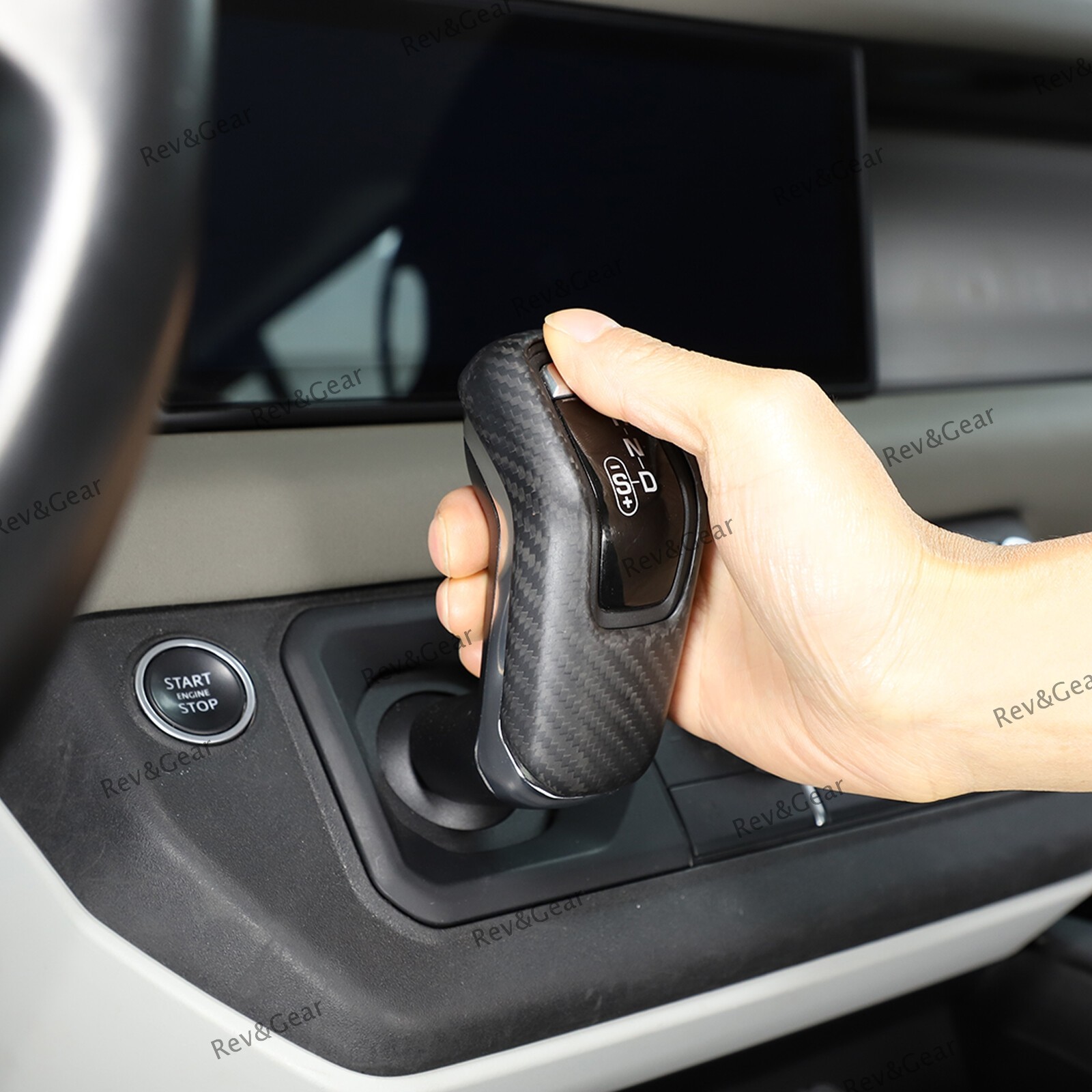 Matte Carbon Fiber Gear Shift Knob Cover Trim For Land Rover Defender 2020-2024