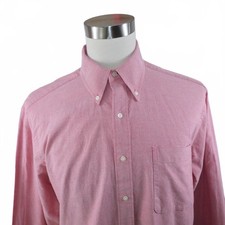 Tommy Hilfiger Mens Cotton Regular Fit Button Down Red Shirt 16.5 L