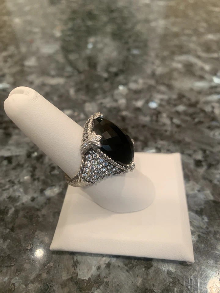 Anillo Judith Ripka, plata esterlina ónix negro y Diamonique (circonita cúbica) Mónaco, talla 8 Foto 2 de 4