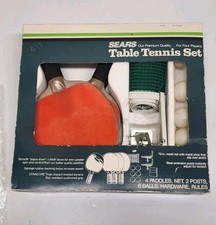 Vintage Sears Table Tennis Set 4 Player Ping Pong Indoor Games Net Paddles