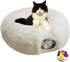 Collapsible Cat Tunnel Multi - Soft Plush Donut Tunnel Peekaboo Cat Cave Tunnel