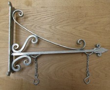 Garden Hanging Sign Board Bracket Wrought Iron Galvanised 16&Prime; House Name