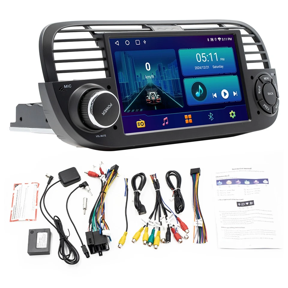 For Fiat 500 2007-2015 Android 13 Carplay Car Stereo Radio Head Unit GPS 2+64GB - Изображение 4 из 4