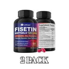 Fisetin Supplement Liposomal Super Absorption 98% Pure 1200mg Quercetin 2 PACK