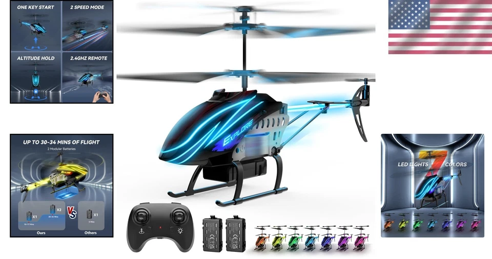 Color-Changing Remote Control Helicopter with Altitude Hold - Image 2 of 4