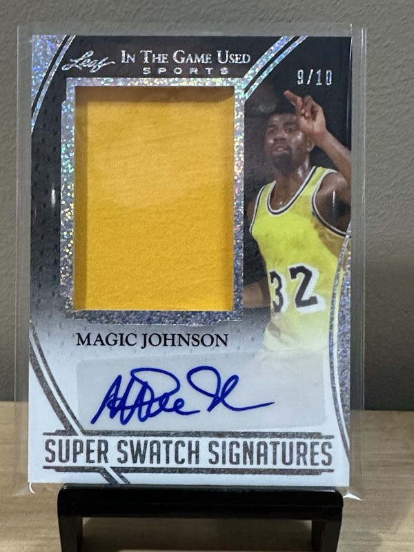 2025 Leaf In The Game Used Super Swatch Signatures Magic Johnson Auto Relic /10