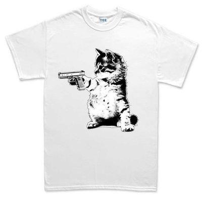 #ad Men#x27;s Cat Gun T shirt Funny shirt $21.99