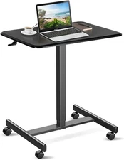 YSSOA Mobile Small Standing Desk - Rolling Desk with Adjustable Height and Locka