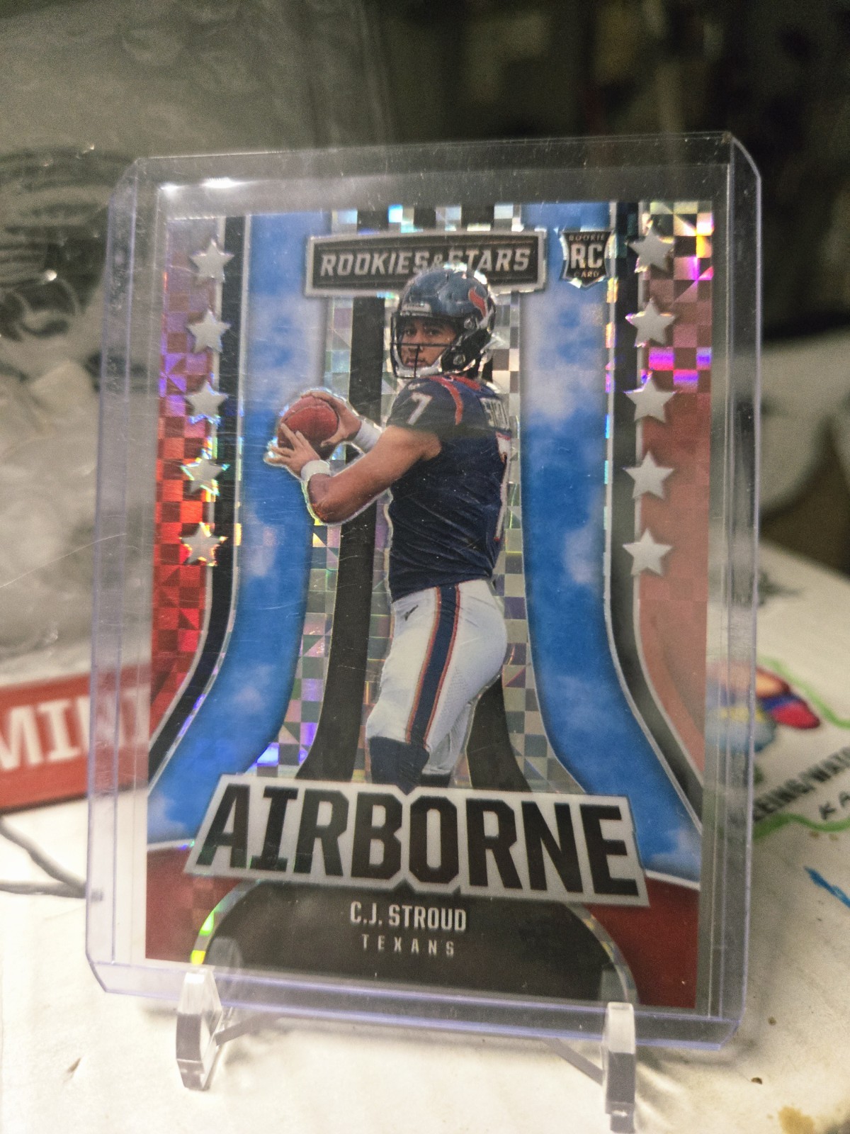 2023 Rookies and Stars Football CJ Stroud Airborne Red Plaid RC Texans # AI-13