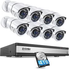 ZOSI 16CH 8pcs 5MP 4K PoE Security Cameras System NVR with 4TB Night Vision Home