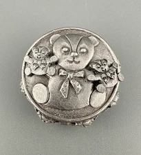 Vintage Torino Teddy Bear Jewelry Gift Set Brooch Necklace Earrings Keepsake Box