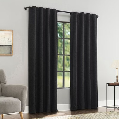 40''x96'' Sun Zero Treviso Linen Blend Magnetic Closure 100% Blackout Back Tab