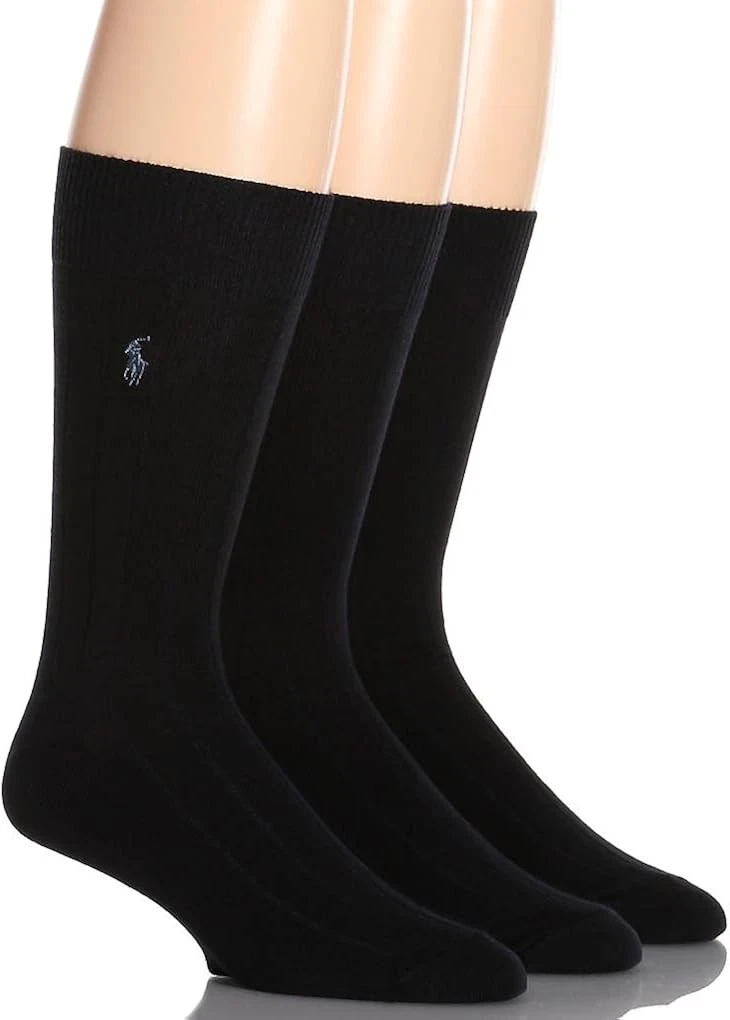 Polo Ralph Lauren Mens 3-Pack Combed Cotton Ribbed Crew Socks NAVY