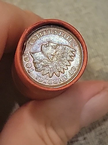 Xf/Au Toned 1901 Indian Head &1881 3 Cent Nickel Ends Of Lincoln Wheat Cent Roll