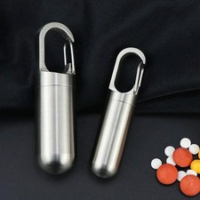 Waterproof Stainless Steel Medicine Keychain Container - Portable Pill Holder