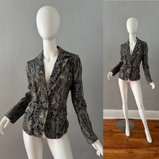 Vintage 80s Blue Tapestry Brocade Tailored Blazer Jacket M/L