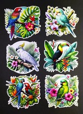 Beautiful DIE CUT CARD TOPPERS Tropical Parrots Love Bird Macaw Birds Birthday