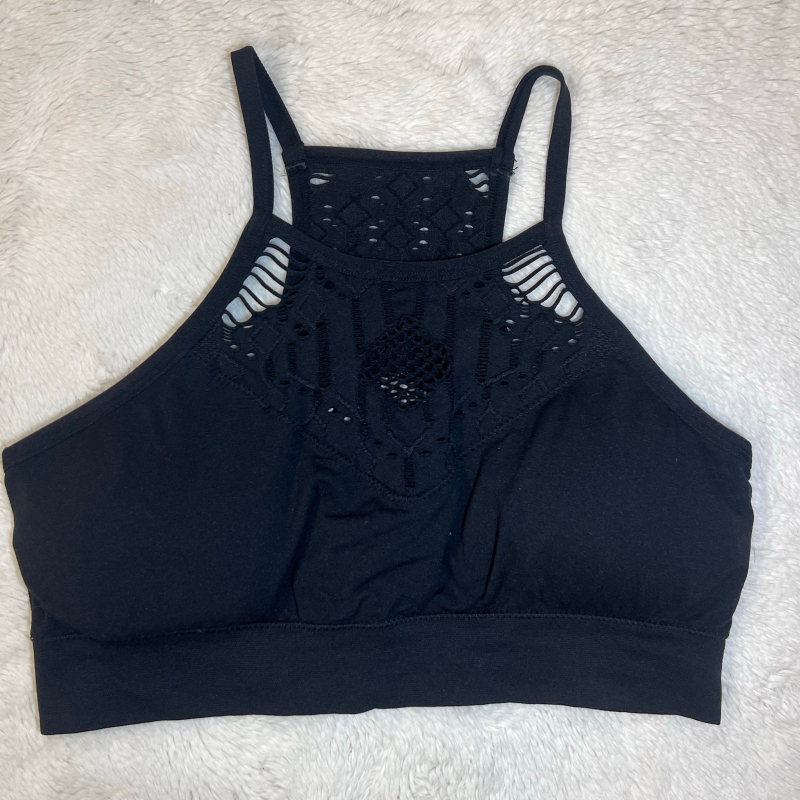 ZYIA Active Black High Neck Sports Bra Athleisure Gym Workout Yoga Top Size Med