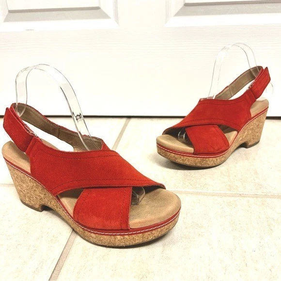 Sandali donna Clarks Giselle colomba zeppa plateau pelle scamosciata misura 9 5M