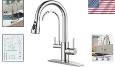 Rustic Style Kitchen Faucet Brushed Nickel 2 Handle Design