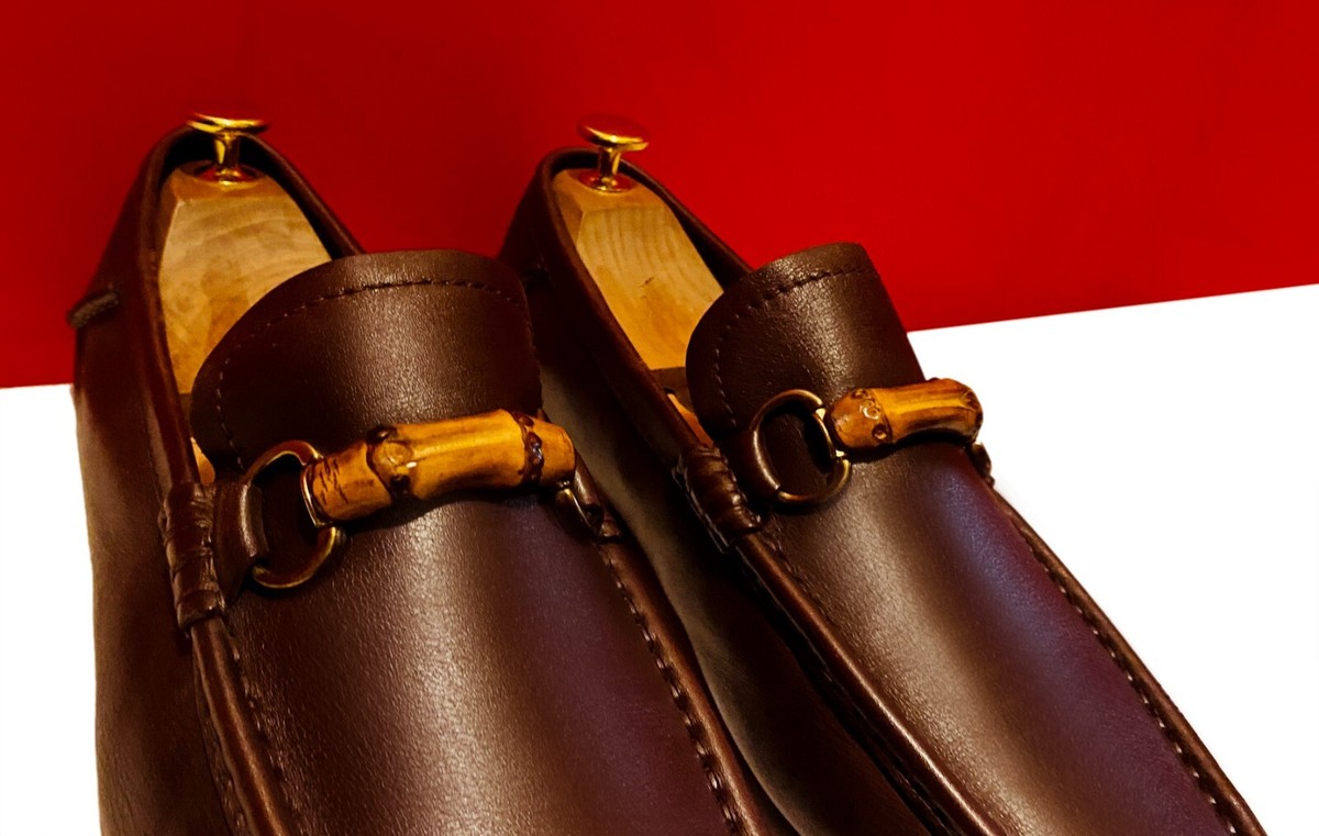 GUCCI  Brown Suede Leather  Gold But MENS SHOES  Loafers Nearly New Size 9.5 Gucci Suede shoes type loafers | Men main image 3