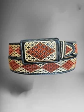 Cinto bordado vaquero Charro de piel Men’s Western Cowboy Belt embroidered