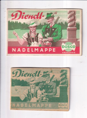 2 Hefte altes Nadelheft Dirndl Nadelmappe Nadeln Nadelmäppchen DOSCO ca. 1960