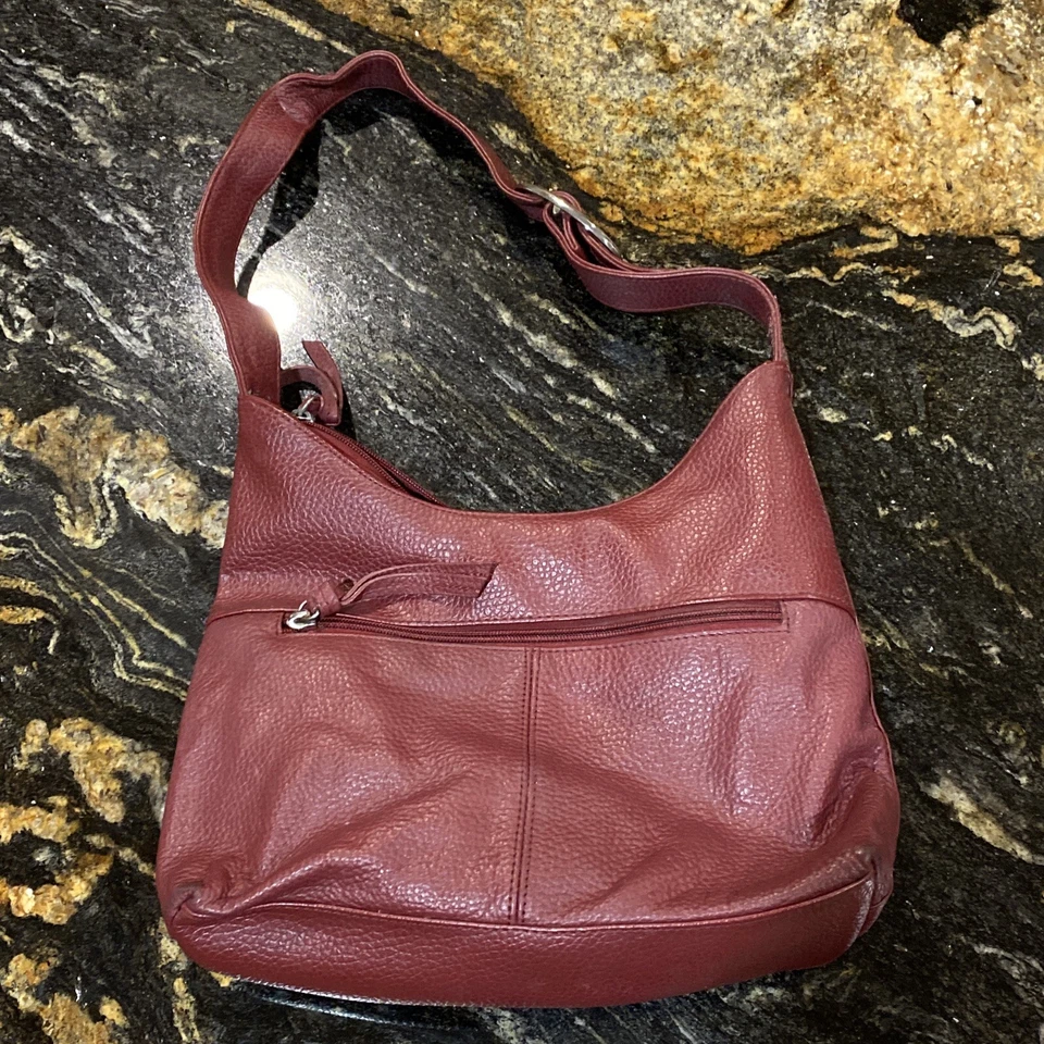 Covington Mujer Bolso de Mano Borgoña Vino Cuero 11”x7”x3” Cartera Hombro Foto 2 de 3