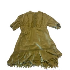 Simplee Bohemian Short Ruffled Hem High Waisted Dress, Olive Green Juniors XL