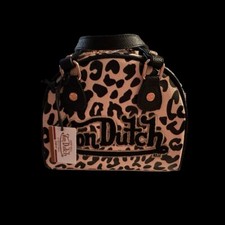 Nwt Von Dutch Women's Pink Black Cheetah Small Bowling Crossbody Hand Bag $150