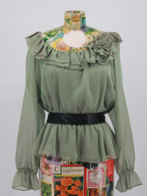 Vtg 90s Victor Costa Green Blouse Top Flower Rose M Phoebe Buffay Boho  Fairy 599 | eBay