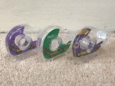 3X SCOTCH MAGIC TAPE 3/4'' 19MM NACHFÜLLBAR ABROLLER KLAR KUNSTSTOFF NUR ABROLLER