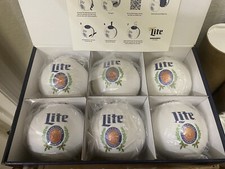 New Miller Lite Christmas Ornaments Set Of 6 Beernaments W/ Gift Box