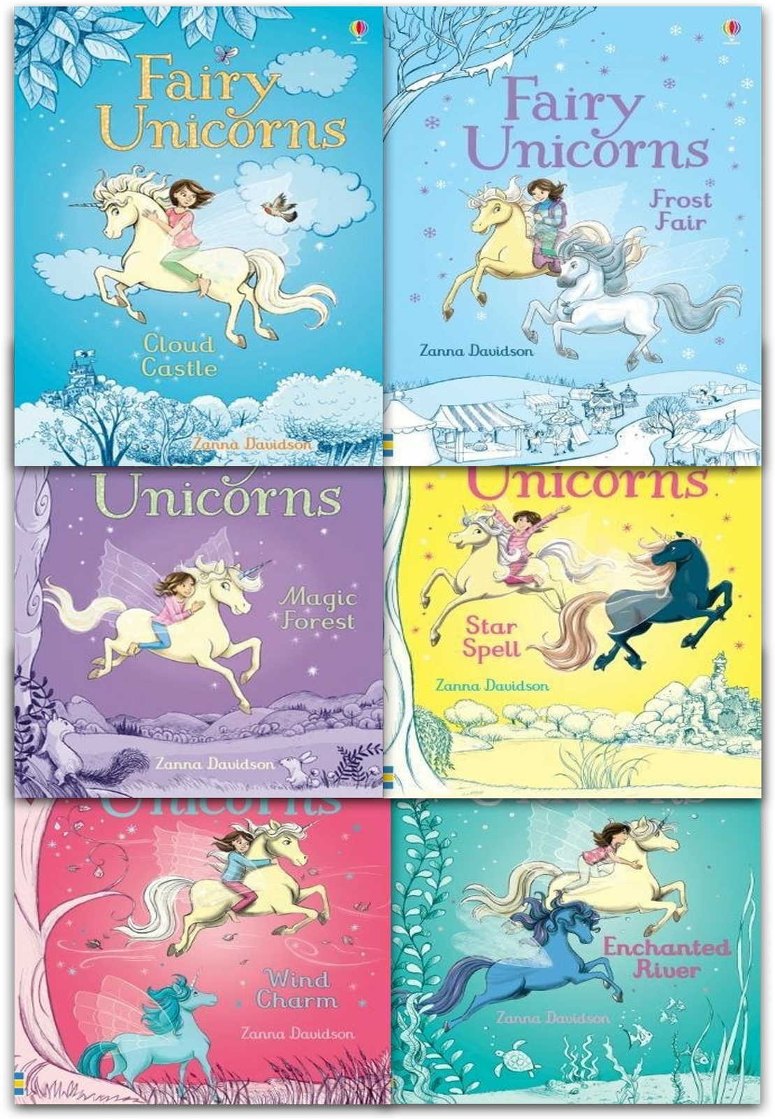 Usborne Fairy Unicorns Collection By Zanna Davidson 6 Books Set Star Spell NEW