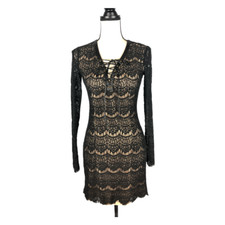 DO + BE Black Laced Up Lace Dress        Size: S