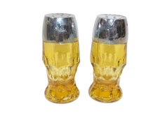 Vintage Anchor Hocking Georgian Amber Honeycomb Glass Salt Pepper Shaker Set