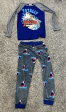 Totally Jawsome Shark Boys 2 Piece Pajama Set Size Large Falls Creek 