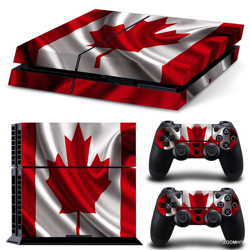 PS4 Skin Playstation 4 Console Skin Decal Sticker Canada Flag Custom Design Set-image