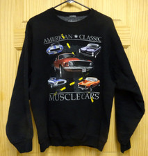 VTG Muscle Cars Sweatshirt Men's Large Black Pullover American Hot Rods Artwork